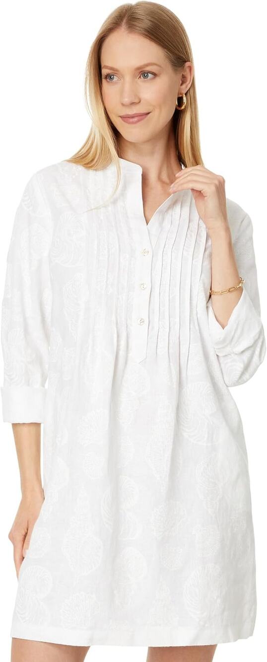 NEW NWT Lilly Pulitzer Rhoda Long Sleeve Linen Popover Dress White Size 4